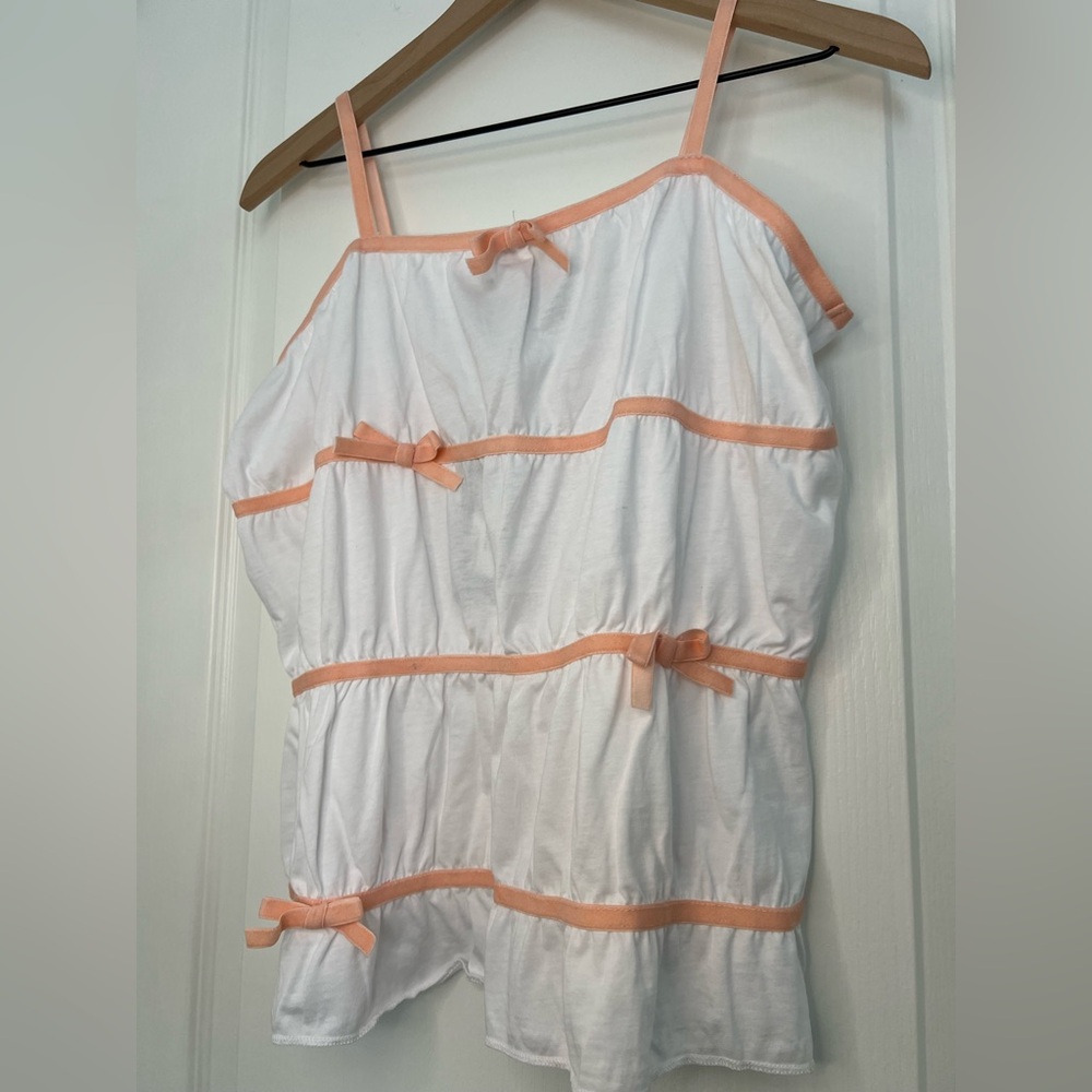 STANDARD ISSUE Spaghetti Strings and Bows Top | white/peach | L